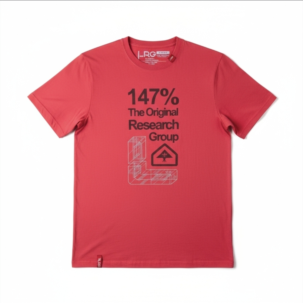 LRG "147% The Original Research Group" Graphic T-Shirt Red Coral Men's X-Small